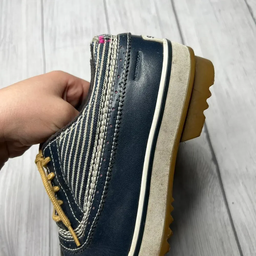 Sorel Tivoli NL 1628-007 Oxfords Navy Waterproof Duck Shoes Leather US 7 Men's
